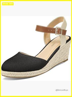 Women's Espadrille Wedge Sandals with Ankle Strap Closed Toe Summer Shoes